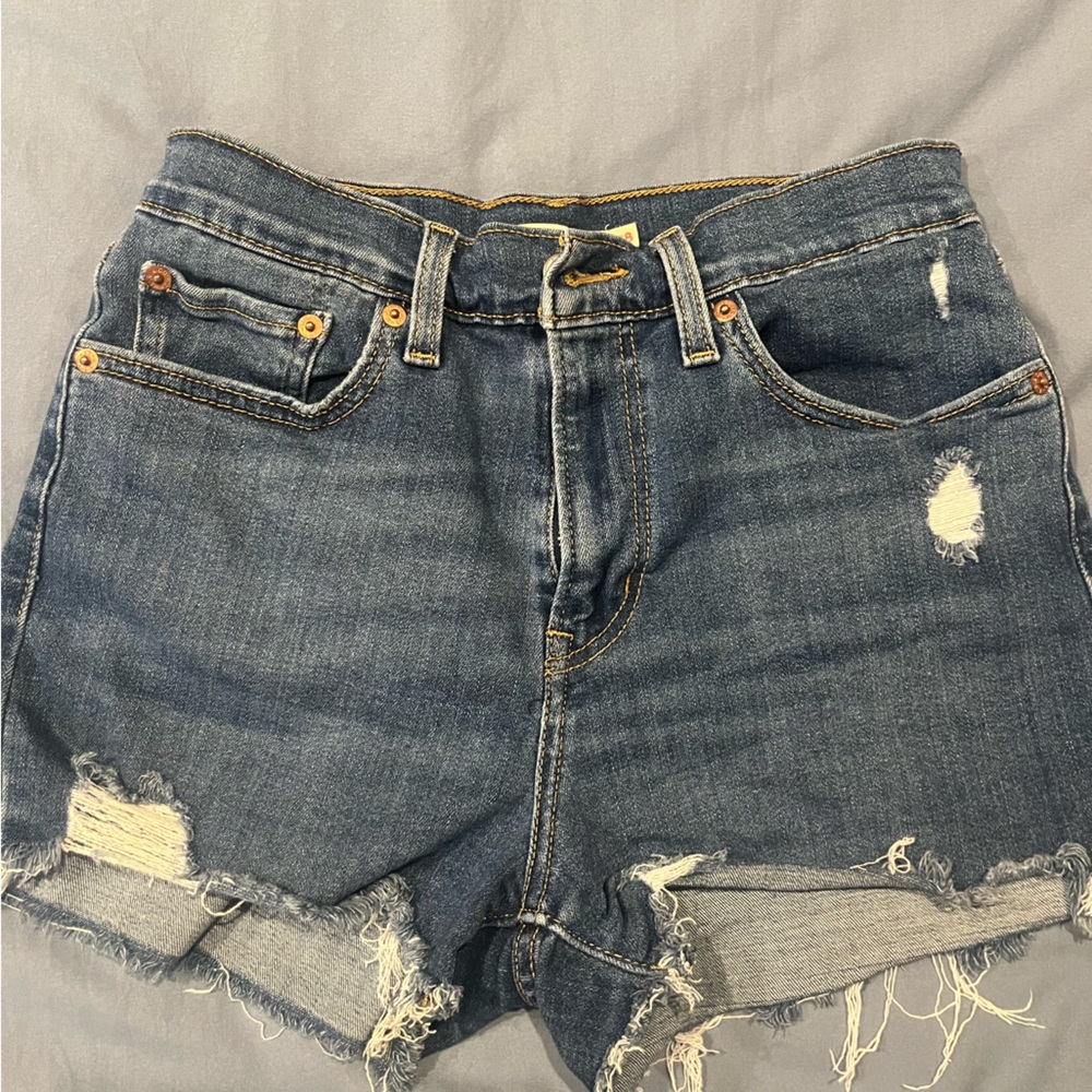 Levi's Blue Distressed Jean Shorts